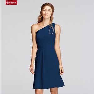 Short One Shoulder Crinkle Chiffon Dress